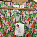 Bouffants &‎ Broken Hearts Pink Flamingo Linen Cap Sleeve Top Size Large Photo 2