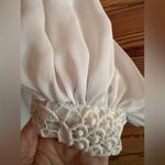 Vintage Felix Arbeo White Chiffon Lace Dress Romantic Long Sleeve 70s Small Photo 7