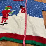 Blizzard Bay Ugly Christmas Sweater XL Alien Santa Snowman 3D Appliqué Blue Photo 5