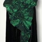 Black Velvet & Emerald Green Strapless Lined Corset Top Formal Prom Gown XXS Photo 0