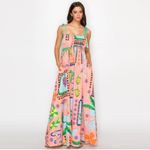 Love Wednesday Tropical Print Cotton maxi dress, spaghetti straps, coral, NWT, M Size M Photo 2