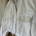 ZARA Customized White Bedazzled Fringe Denim Jacket size S Photo 9