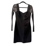 Herve Leger  Mesh Sleeve Intarsia Bodycon Mini Dress Black Size L NWT Cocktail Photo 3
