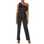 The Drop Women’s Medium Dressy Jumpsuit One Shoulder Stretch Black Pant Jumpsuit Photo 7