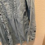 Sundance  Katina 100% Linen Chambray Button Down Pleated Shirt Photo 4