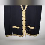 St. John  Collection Black with Yellow Trim Knit Cardigan Jacket Photo 2