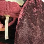 Free People Westwood Cardigan Maroon Velvet Trim Sz XS Oversized Hooded Photo 7