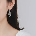 Boho flower water drop pear‎ shaped retro crystal faux fashion jewelry Silver Photo 4