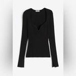 H&M black ribbed knit sweetheart neckline top/sweater, size small Photo 3