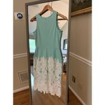 Daniel Cremieux •MARITZA DRESS•SZ Xs Teal SHEATH BAND WHITE FLOWERS•SPRING Photo 5