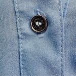 Calvin Klein Light Blue Shimmer Long Sleeve Button Front Blouse Size Medium Photo 9