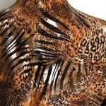 Anthracite Linen Animal Skin Print Crop Blazer Size 10 Brown Photo 2