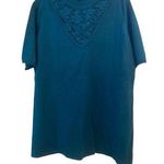 Torrid Teal Knit Short Sleeve Sweater lace inset sz 1 Photo 0