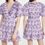 Pink Ripple Paisley‎ Lilac Ruffle Mini Cocktail Dress Women’s Lightweight Size L Purple Size L Photo 1