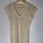 Banana Republic  Cream Short Sleeve Ribbed‎ Soft Wool T-shirt V Neck Medium Photo 0