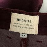 Mcguire Womens Skinny Pants Velvet Button Fly Stretch Burgundy Size 25 Photo 2