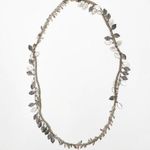 Jessica Simpson  Necklace Leaf Feather Boho Mixed Media Gold Silver Long Jewelry Photo 0