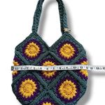 Handcrafted Crochet Teal Purple and Yellow Shoulder Bag Boho Granny Square Photo 10