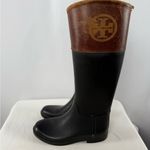 Tory Burch  Leather Rubber Diana Equestrian Riding Boots in Black Brown Size‎ 8 Photo 6