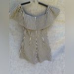 Sugar Lips  - Black and Cream Off the Shoulder Romper. Size XS Photo 10
