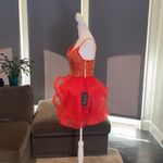 Women’s Red with Gold Sparkles Short Prom Party Dress Corset Back Size S NWT Red Photo 2