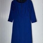 Lafayette 148 New York 100 Virgin Wool Dress 4 Royal Blue Midi 3/4 Sleeve Career Photo 0