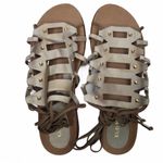 Klub Nico Gladiator Sandal Lace Up Studded Leather Cork Platform Womens Size 8 Tan Photo 3