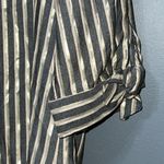 Anne Klein  size small woven long sleeve button down shirt gold buttons striped Photo 3