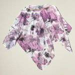 Purple floral sheer poncho shawl with sequin trim, fairycore whimsigoth witch Size undefined Photo 0