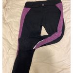 American Eagle  Black and Purple Capri Leggings Photo 3