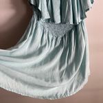 Raya Sun Aqua Blue embroidered Strapless Romper – Smocked Waist, Ruffle Overlay Photo 4