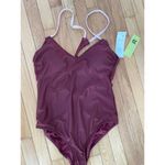 All In Motion  One Piece Swimsuit Women's L‎ Burgundy Double strap NWT Photo 2