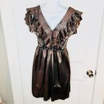 Entro Red Dress  Glean On Silver Ash Ruffle Yoke Mini Dress Metallic Silver M J Photo 5