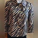 Doncaster Black & Tan Animal Print 4 Gold Metal Buckle Buttons Wide Sleeves SZ8 Photo 4