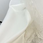 Galina Womens Satin Tulle Wedding Dress Strapless Button Back 12 White Photo 11