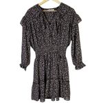 Lush Clothing LUSH Brown Lilac Floral Print Smocked Waist Tiered Ruffle Mini Dress Size S Photo 1