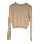 Sweet Rain  Womens Beige Cable Knit Collared Cropped Cardigan Sweater Size L Photo 3
