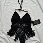 Macy's new with tags macy’s festival bohemian black crochet open back top Photo 0