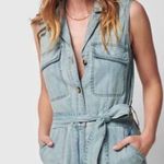 Faherty Utility Denim Romper NWT Button Down Sleeveless Photo 0