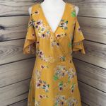 Nasty Gal Yellow Floral Cold Shoulder Wrap Dress Photo 4