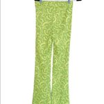 ZARA NEW high Rise Flared Jacquard Retro Print Pull On Pants Green Size XS Photo 6