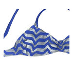 Aerie  Womens Swimwear Bikini‎ Top Size Small Blue Silver Striped Swim Photo 1