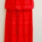 London Times Dress Women Size 12 Red Sleeveless Round Neck Midi Crochet Style Photo 0