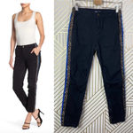 Pam & Gela Leopard Print Racer Stripe Cargo Pants Black Size US 28 Photo 1