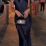 ZARA  maxi dress satin slip gown Elegant blue Halter formal party wedding prom Photo 0