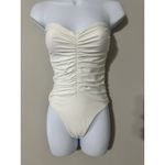 Jade Swim White Yara Shirred One Piece Swimsuit Strapless NWOT Size S Photo 2