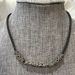 Chocker On Black Leather With 3 Pieces In Design. 16” Long Photo 0