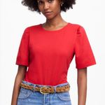 Madewell | NWT Side-Cinch Puff-Sleeve Tee in watermelon | Sz M Photo 0