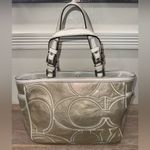 Coach Vintage Metallic Gold & White Goat Suede And Leather Tote Bag Purse #9371 Photo 1