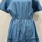 MPH Collection Blue Denim Tiered Ruffle Western Coastal Cowgirl Dress Medium Photo 7